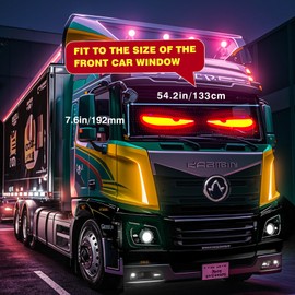 1 Piece 52inx7.6in Extra-Large Devil Eyes Light for Truck Windshield, Large Flex LED Display for Car Eyes, Programmable Devils Eye LED Soft Screen for Windshield Flexible Dynamic Car Eyes