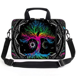 AMARY 17" Laptop Shoulder Bag Carrying Case Adjustable shoulder straps, comfortable handle, front pocket for storing mouse (Color Tree)