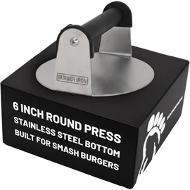 Burger Iron Smash Burger Press, 6 Inch Burger Press, Stainless Steel, Round Flat Bottom, Hamburger Smasher Tool, Ideal For Griddle, Grill, Flat Top, Kitchen Accessories