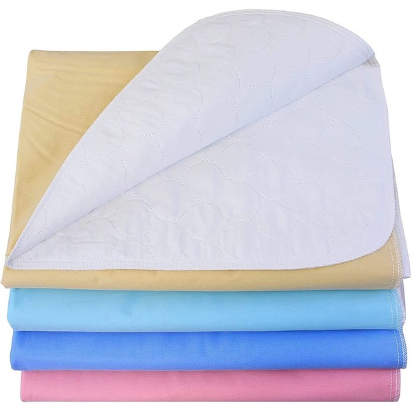 4 Pack - Heavy Weight Soaker 34x36 Waterproof Reusable Incontinence Underpads/Washable Incontinence Bed Pads - Pink and Blue - Great for Adults, Kids and Pets - 9oz Soaker