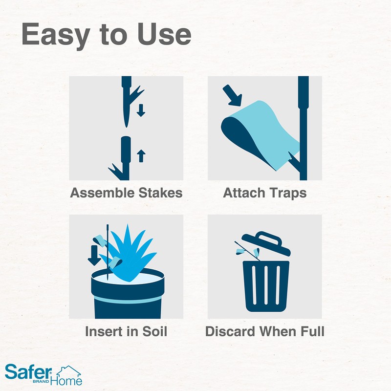 Safer Brand Home SH5026-3SR Houseplant Sticky Stake Insect Traps for