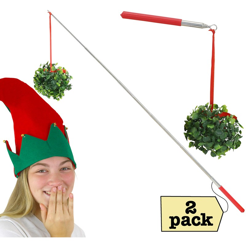 Iconikal 2-Pack Extendable Mistletoe-On-A-Stick - Funny Christmas Gag Gift Photo