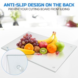 VSAR House Tempered Glass Cutting Board, 16"x 12" Clear Glass Cutting Board for Kitchen Countertop, Glass Board with Non Anti-Slip Feet, Scratch Resistant, Heat and Shatter Resistant, Easy to Clean