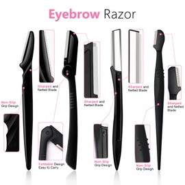 Molisaka Eyebrow Razor Pack, Multipurpose Dermaplaning Face Razors for Women Facial Hair Removal/Exfoliating/Eyebrow Face Shavers/Peachfuzz, Bulk Straight Eyebrow Trimmers for Women