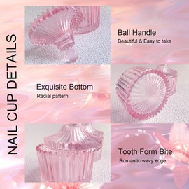 Monomer Dish, CORFULRA Dappen Dish for Acrylic Powder, Large Nail Cup for Nail Monomer Liquid, Glass Cup for Acrylic Nail Brush, Acetone Nail Polish Remover Holder. Pink