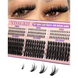 Spiky Lash Clusters 60D 80D 100D Volume Eyelash Cluster Spikes 5-19mm Mega Wispy Cluster Eyelash Extension with Bottom Lashes Fluff Spiky Individuals Eyelashes with Bottom Lash Clusters