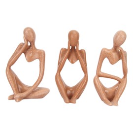 3 Piece Thinker Statue Coffee Resin Thinker Figurine Abstract Character Sculptures for Home Desk Office Desktop Decor