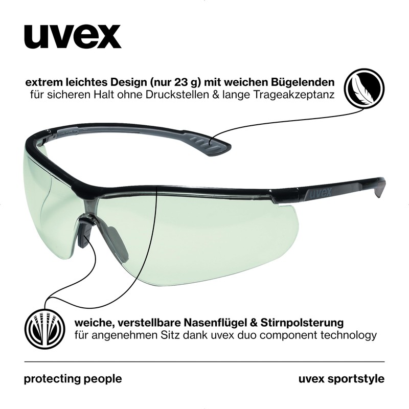 Uvex Sportstyle Variomatic Temple Glasses – Self-tinting Lens – UV400