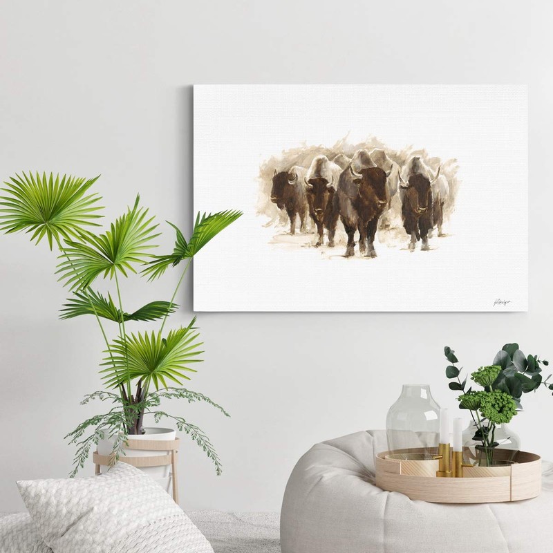 Renditions Gallery Brown Bison II Wall Art, Herd of Bisons,