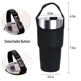 4 Pack Tumbler Carrier Holder with Shoulder Strap,for 30oz Travel Insulated Tumbler Coffee Cup,Water Bottle Carrier with Strap Portable Neoprene Sleeve Water Bottles Cup Carrier Pouch