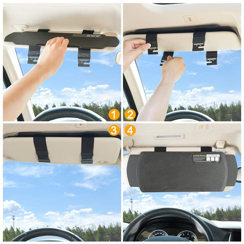 TFY Car Sun Visor Extender for Windshield and Side Window,