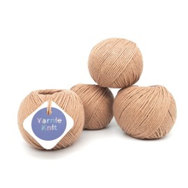 Yarnie Knit Utopi DK 55% Extra Fine Merino Wool 45% Cotton DK Yarn, 50g 99m (109 Yards) per Ball, 4-Pack (Malt Brown), Suitable for Any Crochet and Knitting Project.