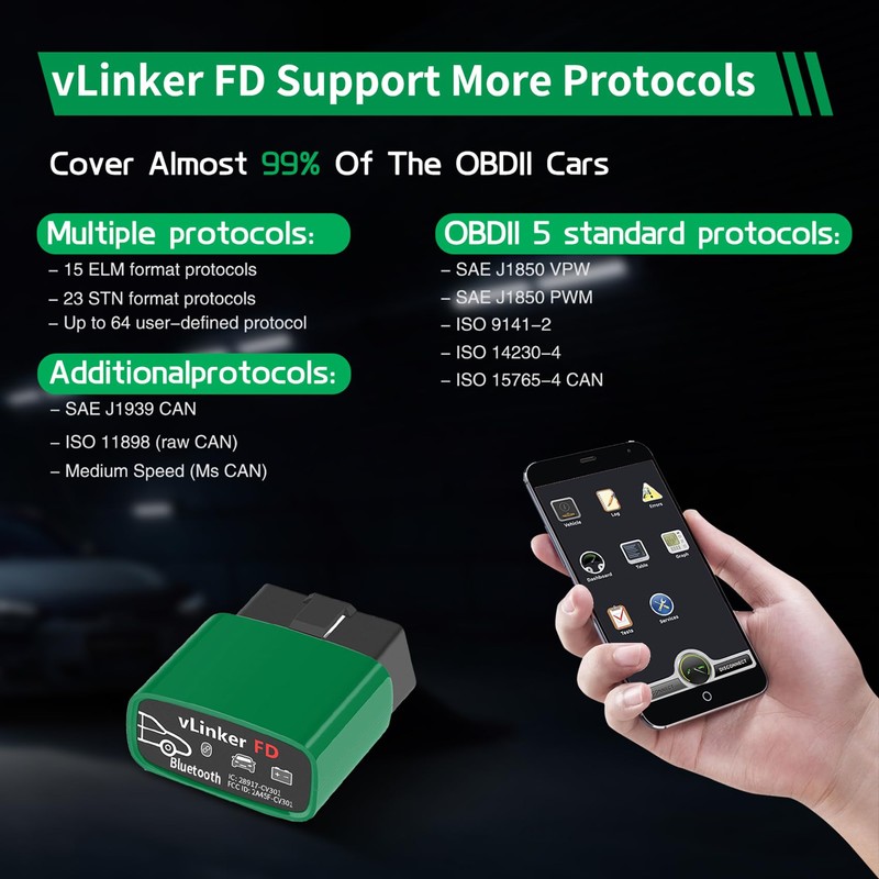 V-gate vLinker FD BT3.0 Bluetooth OBD2 Scanner Diagnostic Tool, Car