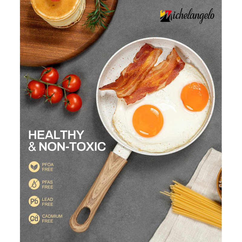 MICHELANGELO Small Frying Pan Nonstick - 6 Inch Single Egg