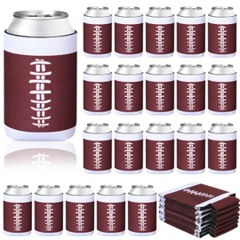 Ziliny 26 Pcs Football Party Favors Football Beer Can Sleeves Reusable Beer Bottle Cup Football Beer Can Cooler Drink Sleeve Collapsible Insulator Holder Gift for Coach Men Women(5 x 3.7 in)