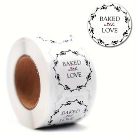50pcs Baked with Love Packaging Stickers Handmade Small Business Sticker