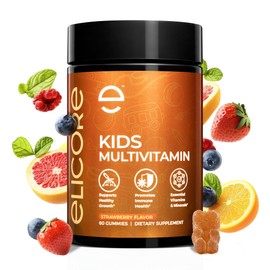 ELICORE Kids Multivitamin Gummies Strawberry Flavor – Immune & Growth Support with A, C, D, E, B6, B12, Zinc – Non-GMO, Gluten-Free – Chewable Vitamins for Kids 4+ – 60 Count