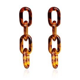 T-ztoss Minimalist paperclip Chain Dangle Earrings Acrylic Geometry Square Resin Tassel Drop Dangle Earrings Mottled Bohemia Statement link chain Earrings Fashion for Women (Leopard grain chain)