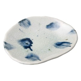 Marui Pottery MR-3-3408 Shigaraki Ware Hechimon Tatara Small Plate, Blue Shizuku