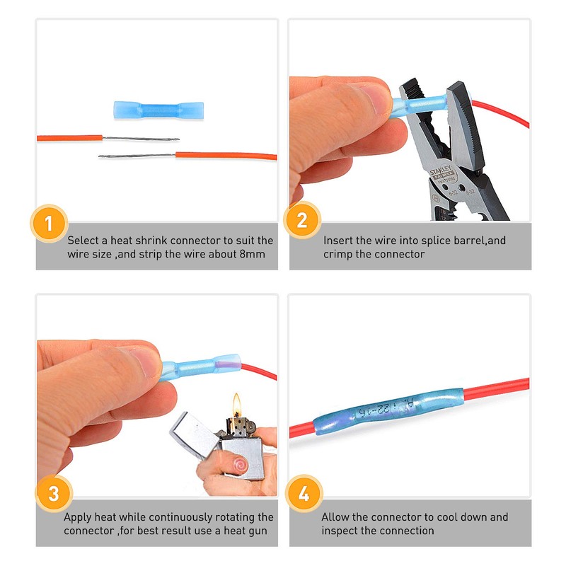 Nilight – 135 conectores de cable termorretráctiles – Kit de