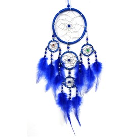 BRILLIANT GIFTS BLUE DREAM CATCHER MODERN CONTEMPORARY STYLE WITH BEAUTIFUL BEADS AND FEATHERS