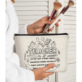 BARPERY Teacher Gift,Teacher Appreciation Gift,Makeup Bag Teacher Survival Kit Bag Teacher Cosmetic Bag,Teacher Gifts for Women Small Make up bag Graduation Gifts Teacher Birthday Gifts