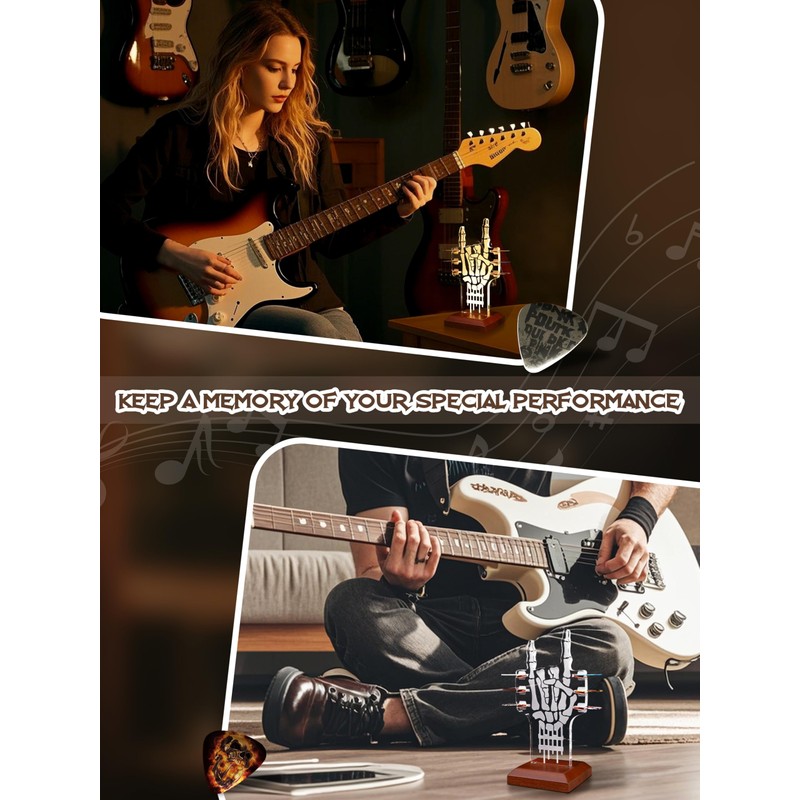 CoolGift Mart Light Up Guitar Pick Holder, Acrylic Rock and