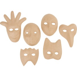 VBS Children's Masks, Set of 6, Papier Mache