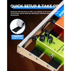 RVONE Guitar Pedal Board with Built-in Power Supply, Small 19.09x5.11" Aluminum Alloy Portable Pedalboard with Bag, Pedal Cables, Hook&Loop RBP-150