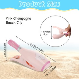 4 Packs Beach Towel Clips for Chairs Colorful Champagne and Margarita Glass Clips Holder Clothes Pegs for Summer Patio and Pool Cruise Lounger Accessories (Champagne)