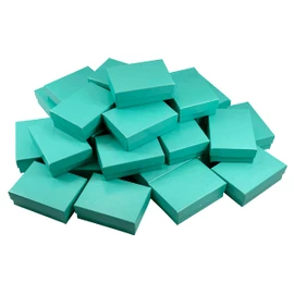 N N’icePackaging – 50 Qty - Aqua Blue Cotton Filled Gift Boxes - Size 3" x 2 1/8" x 1" - USA Made - Holidays/Birthdays/Sales/Storage/Display/Travel
