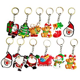 TOYANDONA 35 Pieces Christmas Key Fob Santa Claus Figure Reindeer Decorative Figure Bear Snowman Christmas Tree Pendant Party Bag Toy for Children