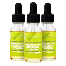 Tratamiento Capilar con Tecnología Patentada MinoxidilMax, Crecimiento de Barba y Cabello, Set de 3 Botellas