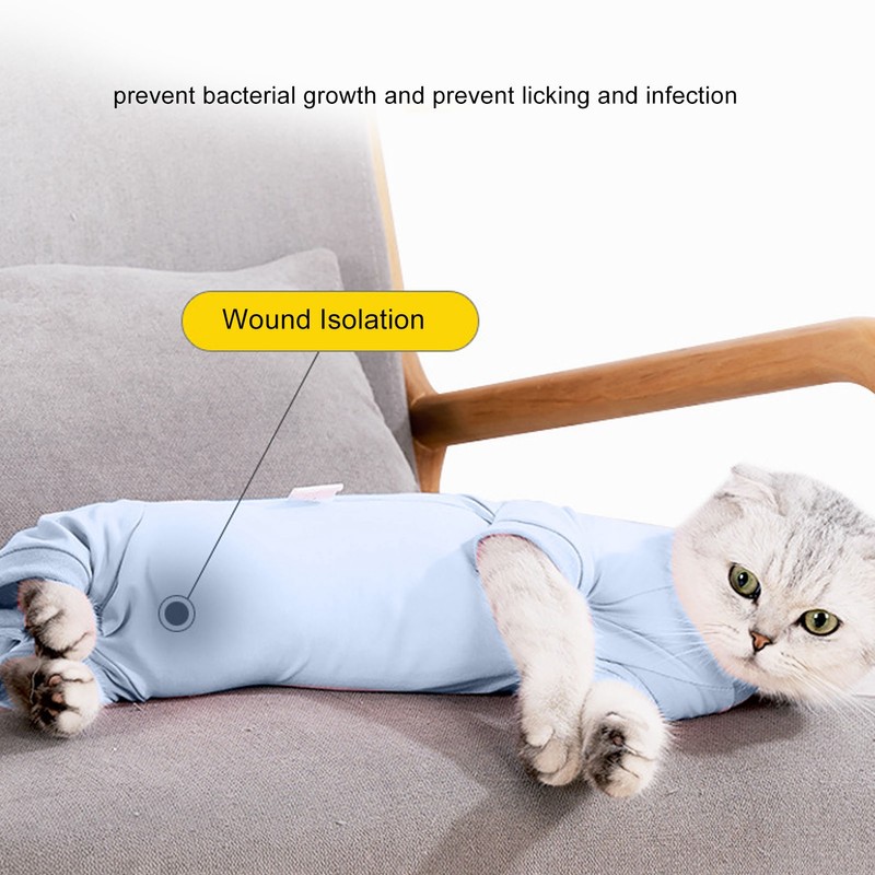 Cat Recovery Suit Prevent Licking Wounds Professional Pet Breathable Surgery