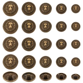 AHANDMAKER 50Pcs Alloy Shank Buttons, 5 Styles Metal Gold Buttons Vintage Antique Blazer Button with 1-Hole Decorative Lion Head Sewing Button for Blazer, Uniform, Shirt and Jacket(Antique Bronze)