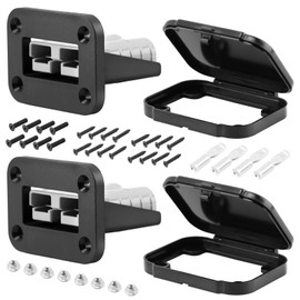 iayokocc 50A Plug Mounting Panel with Cover, 50Amp Battery Quick Connect/Disconnect Connector Mounting Panel Fit for Anderson SB50 Series Connectors, 2pcs Socket Panel 12-24V DC(Color:Grey)