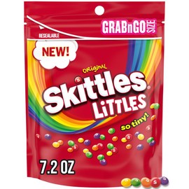 SKITTLES LITTLES Original Chewy Candy Tiny Bite Size Rainbow Fruity Candy, Grab N Go, 7.2 Oz Resealable Bag