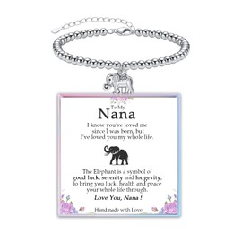 Mothers Day Gifts for Nana Gifts, Elephant Nana Bracelet Birthday Gift for Grandma Gift Ideal from Grandchildren, Motivational Get Well Soon Elephant Bracelet Gift for Grandma Christmas Mothers Day
