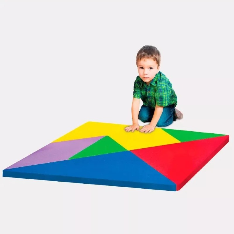 CASTILLO DIDÁCTICO Colchoneta Tangram Extra Grande 120x120x5cm Desarmable 7 Pz