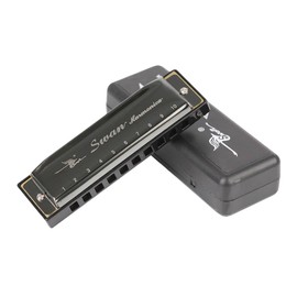 Swan SW1020-7 10 Holes 20 Tones Blues Diatonic Harmonica Key of C Mouth Organ with ABS Case Standard Performance Harmonica for Beginners Kids Students Adults Professionals