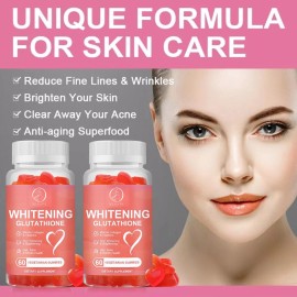 Unbranded 2 Pack Glutathione Whitening Gummies Anti-Aging Skin Brightening Hair Nails Care