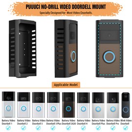 PUUUCI No-Drill Doorbell Mount for Battery Video Doorbell 2/3/4/(2020 Release)/(2024 Release)/Plus/Pro, Adhesive Steel Metal Doorbell Mounting Bracket Accessories for Apartment, Home, Business
