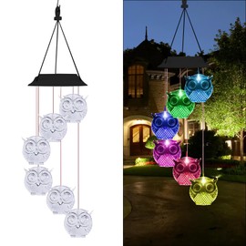 Solar Wind Chimes, Solar Owl Wind Chimes for Outside, Color Changing Solar Mobile Wind Chimes Outdoor Decor Waterproof for Garden, Patio, Porch, Yard, Gifts for Mom Grandma Wife Women