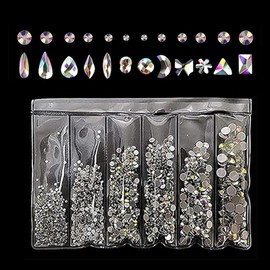 1500 Pieces Rhinestones Nails, Glitter Stones Nails, Rhinestones, Crystal Nails Rhinestones Set for Nail Clothing, DIY
