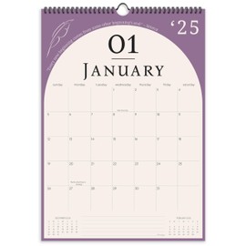 Wall Calendar 2025-2026, 18 Months, Runs From January 2025 to June 2026, 17" x 12" Large Wall Calendar with Hanger, Thick Paper and Spiral Binding. Vintage Arch Design.