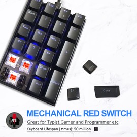 MOTOSPEED K23 Mechanical Numeric Keypad Red Switch Wired 21 Keys Mini Numpad Portable Gaming Keypad Extended Layout for Cashier