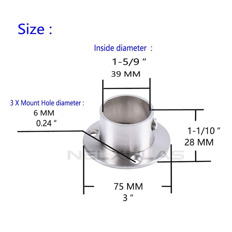 NELXULAS Stainless Steel Heavy Duty Closet Rod Holder,Shower Curtain Rod