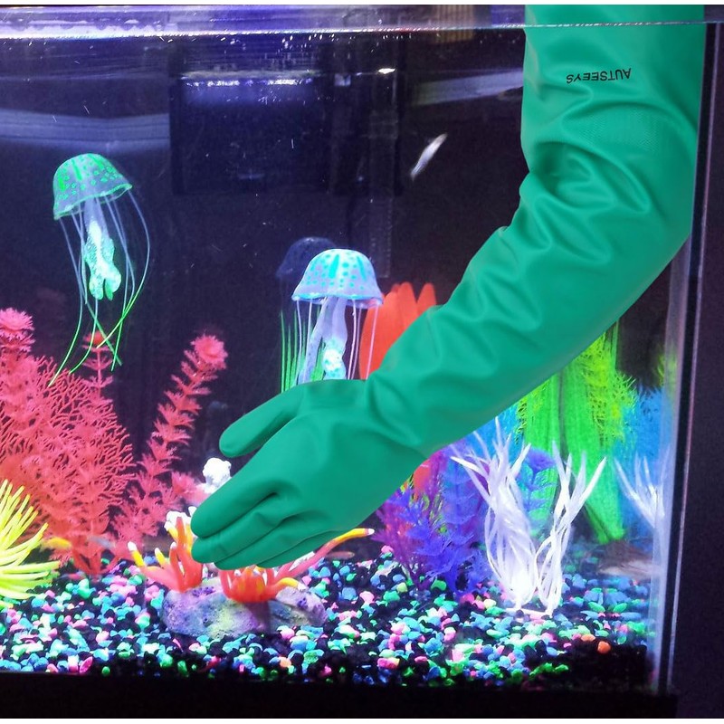 AUTSEEYS Aquarium Gloves for Fish Tank Maintenance,Shoulder Length Waterproof Long