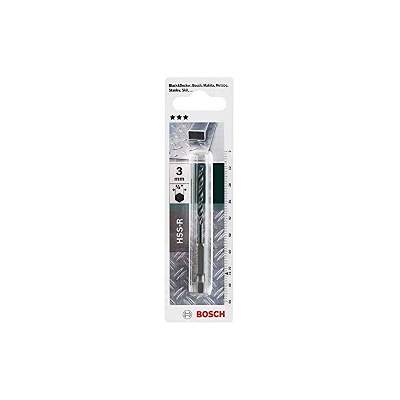 Bosch 2609255140 Hex Shank Metal Drill bit, 3 mm Diameter
