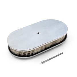 Speedmaster PCE104.1010.01 15" x 2" Oval Plain Polished Aluminum Air Cleaner Kit